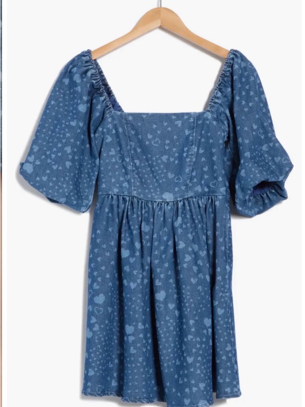New Avec Les Filles Heart Puff Sleeve Babydoll Minidress - Picture 5 of 9